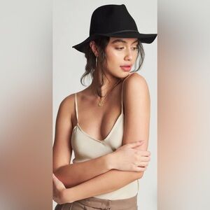 BRIXTON Wesley 100% wool felt black fedora.‎ Size Small